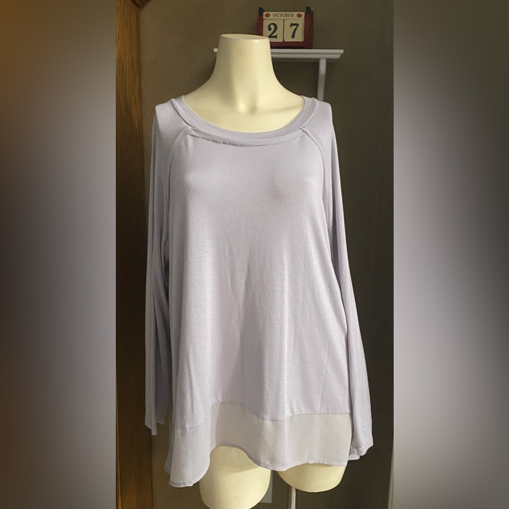 Soft Surroundings Women's XL Tunic Light Gray Long Sleeve